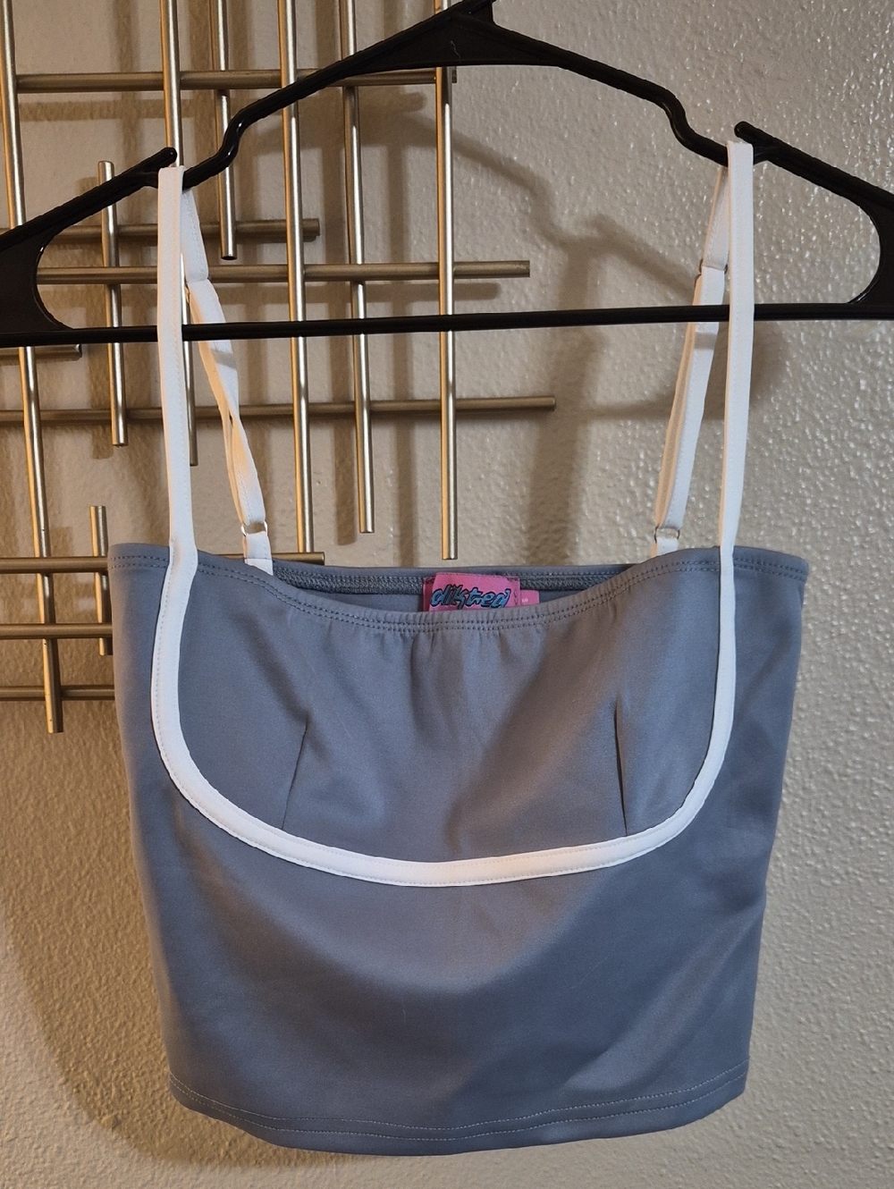 Edikted Gray Crop Top with White Trim